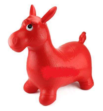 Ride-On Bouncy Animal Ball Bouncer Horse Red Kid Gift ( With music ) + Free Air Pumper