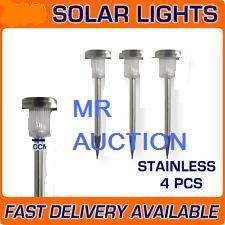 " 2 on auction " ***SET OF 4*** Small Stainless Steel Solar Garden lights