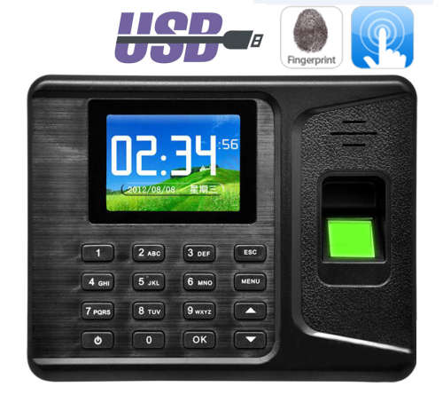 2.4" Screen Fingerprint Attendance Time Clock Recorder Free Software with USB, U-Disc