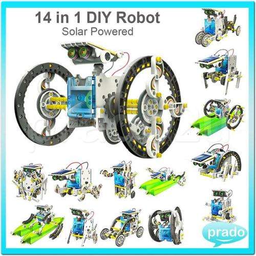 Great gift, 14 In 1 Solar Power Educational Walking Robot Kit DIY Toy