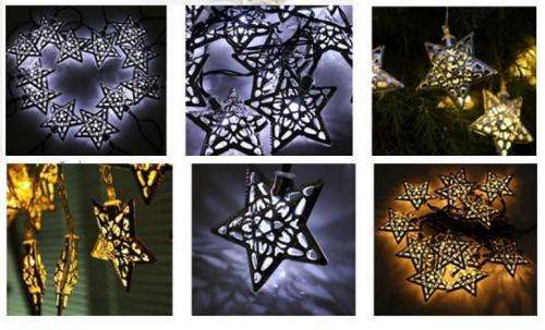 12 LED Solar Powered Stars String Fairy Lights Christmas Decor-Metal Star