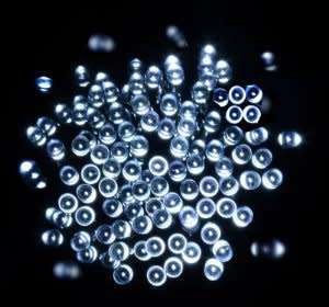 100 White LED Solar Powered Garden Fairy Lights