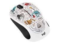 Logitech Wireless Mouse M238 Techie White Doodle Collection