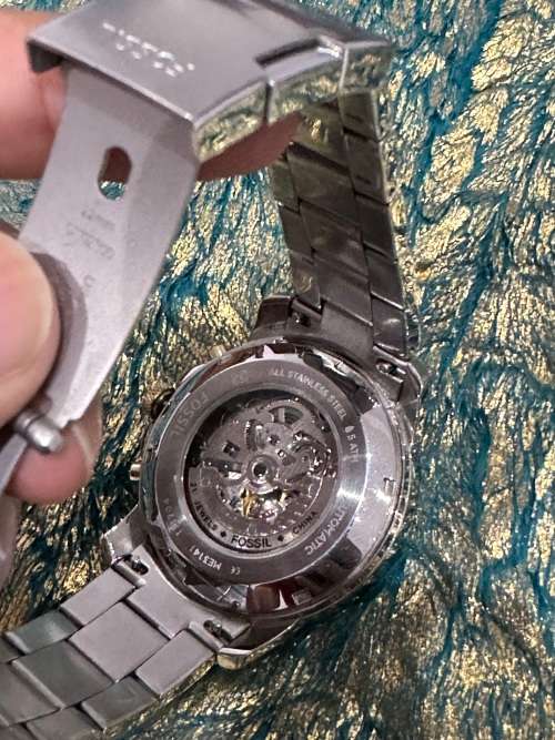 Fossil Men`s Grant ME3141 Silver Stainless-Steel Automatic