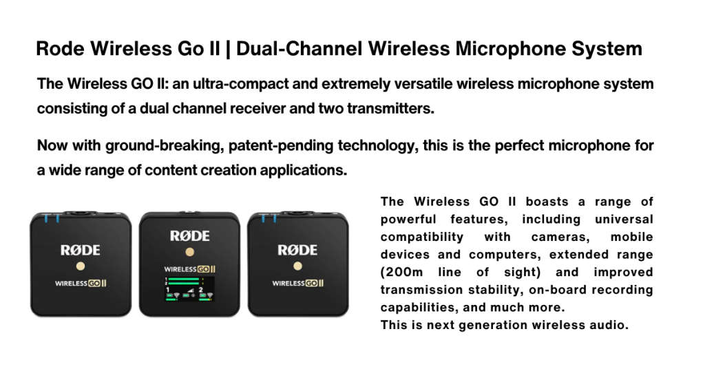 BARGAIN | Rode Wireless Go II Dual-Channel Wireless Microphone System (Never used)