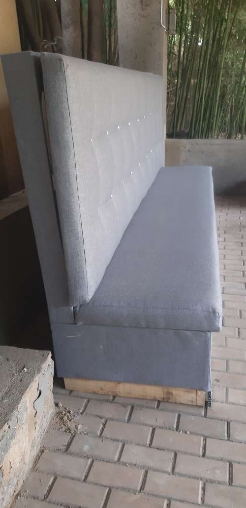 3000mm Restaurant Grey High Back Newly Upholstered Bench with Plug Points