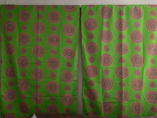 Green Multicolored Circle Patterns Curtains : CLEARANCE SALE
