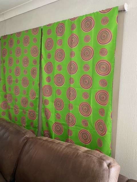 Green Multicolored Circle Patterns Curtains : CLEARANCE SALE