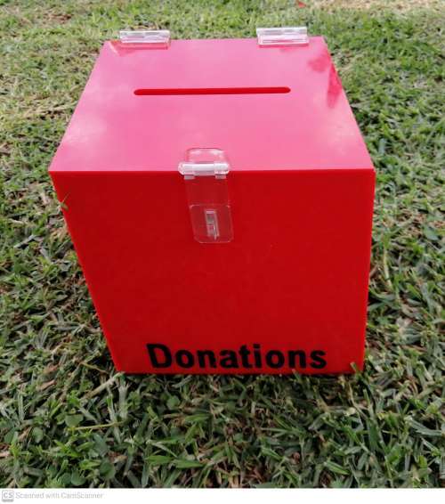 RED Donation/Suggestion Box Proplex Plastic Must View Description