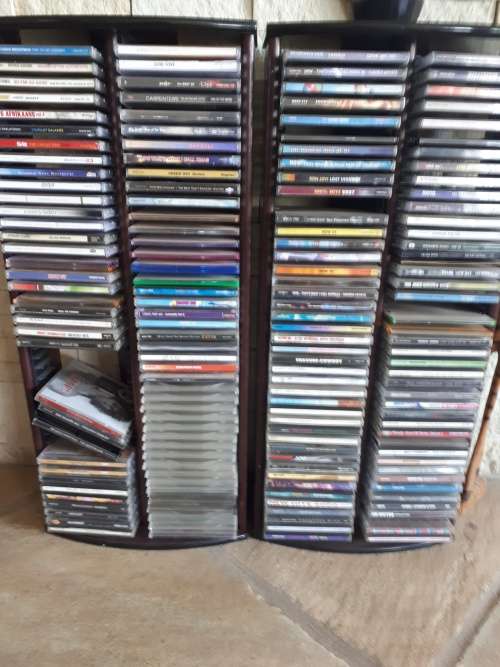 2 Wooden Racks CD +- 150 CD's Assorted READ DESCRIPTION