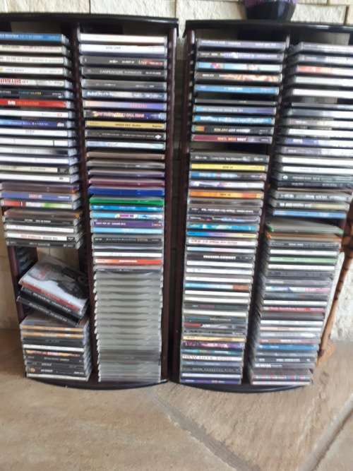 2 Wooden Racks CD +- 150 CD's Assorted READ DESCRIPTION
