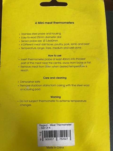 Mini Meat Thermometers Set of 4