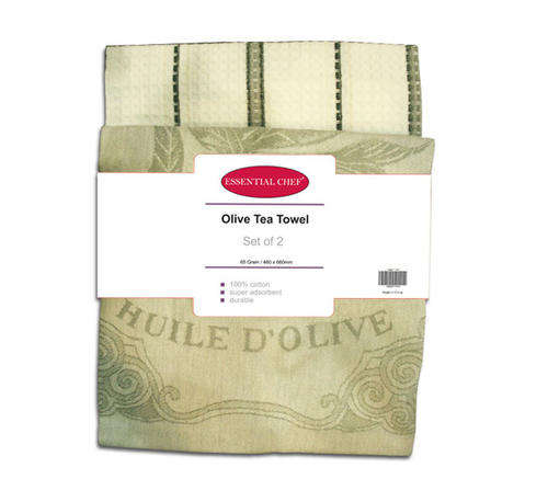 Kitchen Towel OLIVE DESIGN 2 PC - GREEN  ** 3 On AUCTION