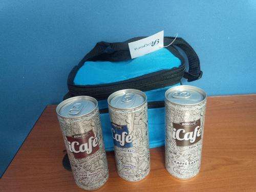 Cooler Bag - White PVC Lining & Thick Foam 200x175x175mm Ass Colours Includes 3x Grab & Go Coffee