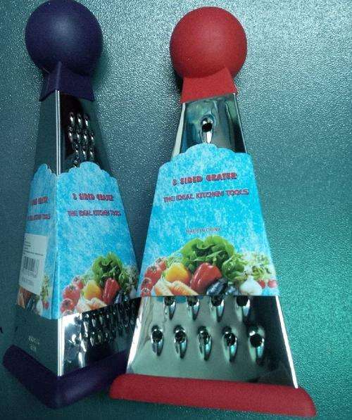 3 Sided Grater Stainless Steel 85x195mm Red/Purple ** 3 On Auction **