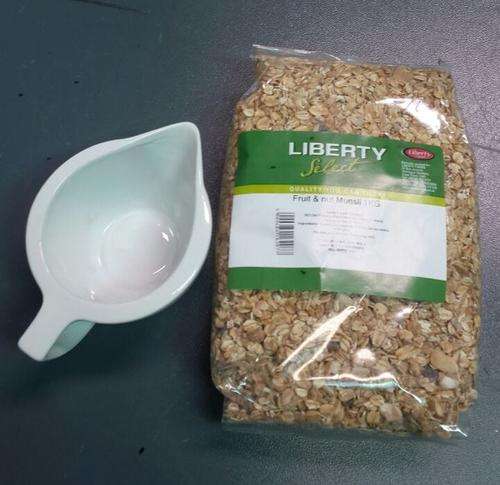 1x 250ml Fortis Hotelware Milk Jug  (" Includes ") 1kg Liberty Fruit & Nut Muesli  ** 3 on Auction