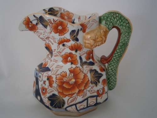 5 X GRADUATED IRONSTONE CHINA DRAGON JUG SET