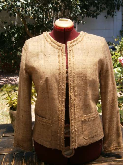 Beige Row Silk  jacket