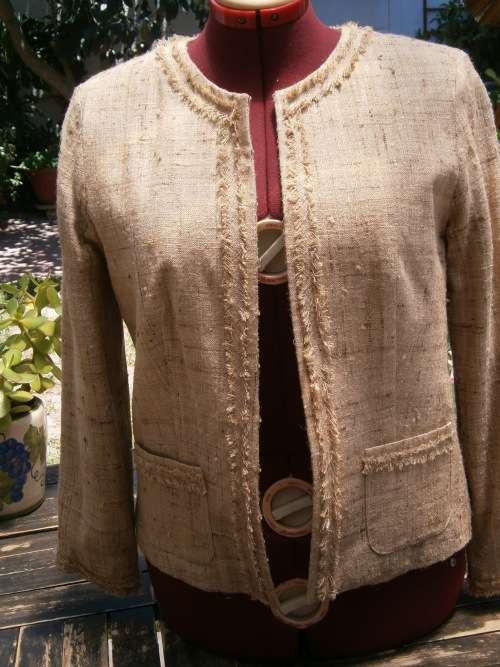 Beige Row Silk  jacket