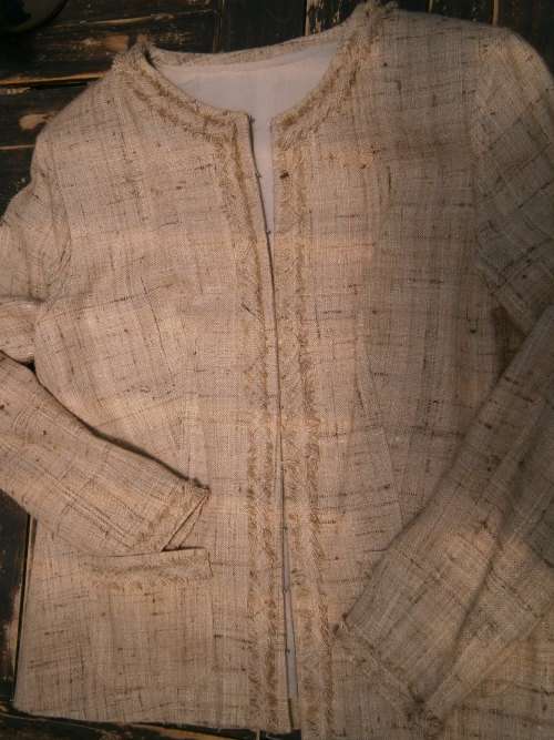 Beige Row Silk  jacket