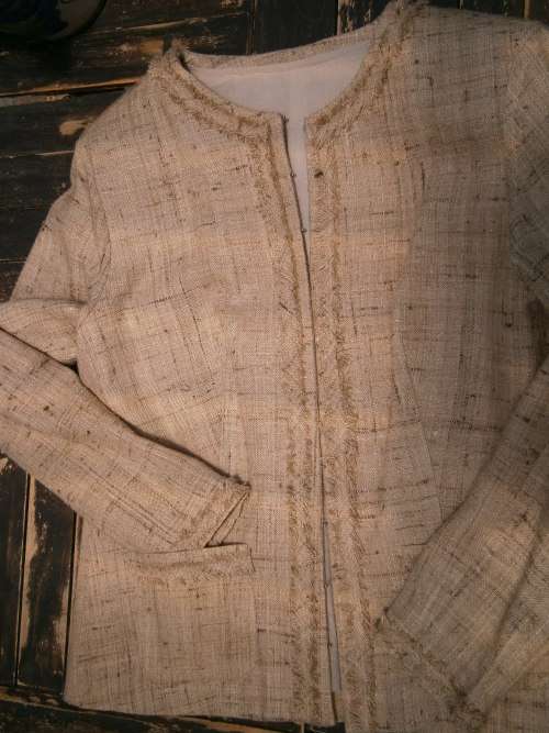 Beige Row Silk  jacket