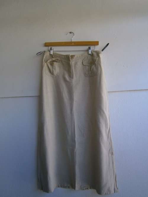 2 pieces 100% Linen Daniel Heghter Paris  Suit: long  top and maxi skirt