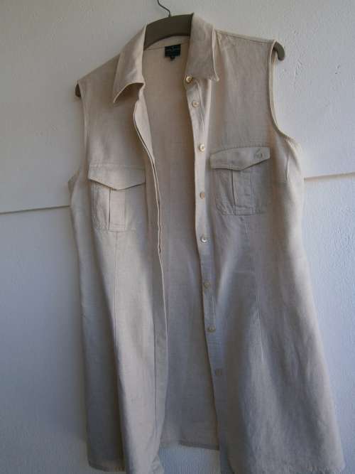 2 pieces 100% Linen Daniel Heghter Paris  Suit: long  top and maxi skirt