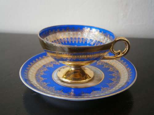 Vienna style cup and saucer - handpainted