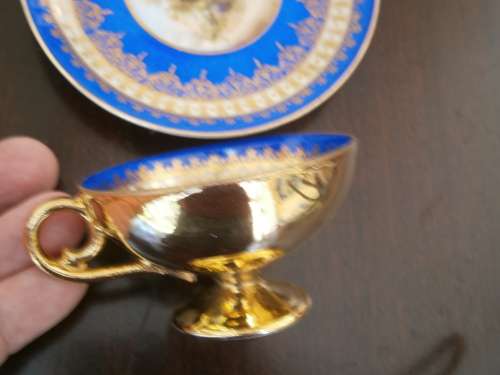 Vienna style cup and saucer - handpainted