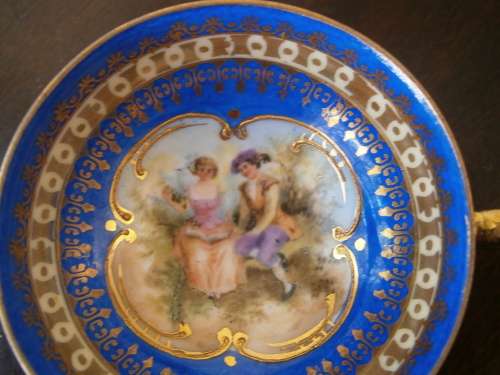 Vienna style cup and saucer - handpainted