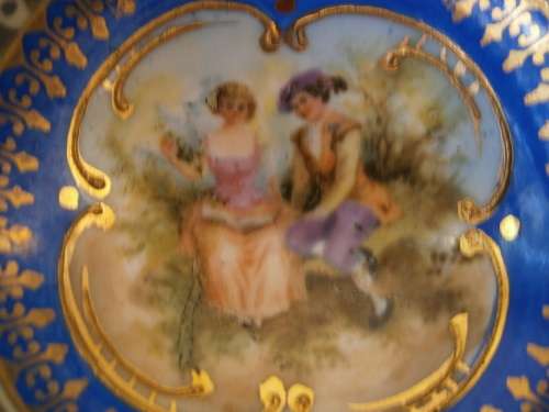 Vienna style cup and saucer - handpainted