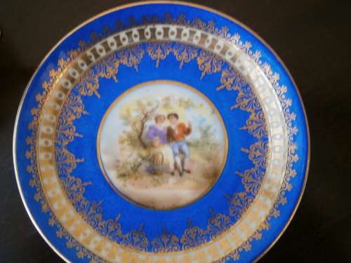 Vienna style cup and saucer - handpainted