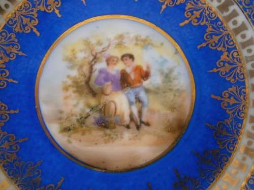 Vienna style cup and saucer - handpainted