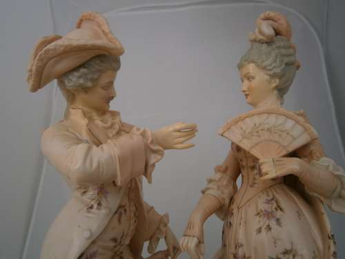 Large (44 cm !) German Volkstedt - Rudolfstadt  figural pare - 44 cm (h)