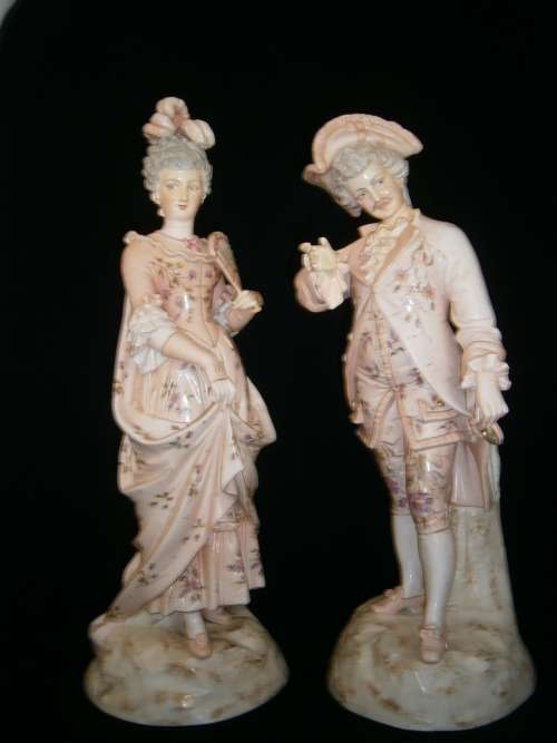 Large (44 cm !) German Volkstedt - Rudolfstadt  figural pare - 44 cm (h)