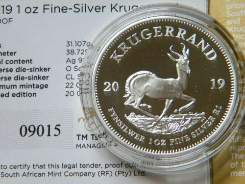 2019 Proof Silver 1oz Krugerrand