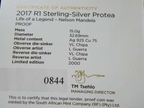 Silver Proof Protea R1 Mandela - Life of a Legend Series