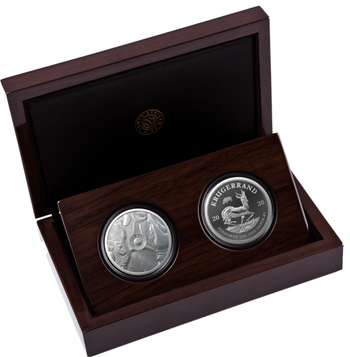 2020  BIG 5 RHINO AND KRUGERRAND PROOF SET PRIVY MARK   SILVER