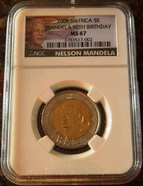 Brand New Colored label   MS67  Mandela Birthday R5