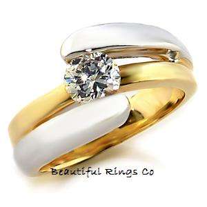 6 CT TWO-TONE SIMULATED DIAMOND RING - SIZE 7