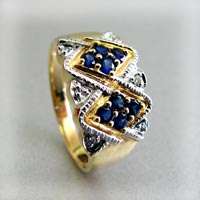 STUNNING - DIAMONDS AND BLUE SAPPHIRES LADIES RING