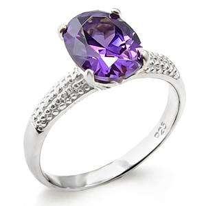 SIZE 6 - OVAL CUT AMETHYST CZ SILVER RING