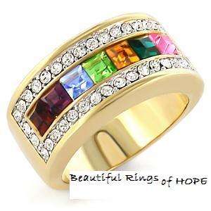 MULTI-GEMSTONE LADIES COCKTAIL RING - SIZE 8