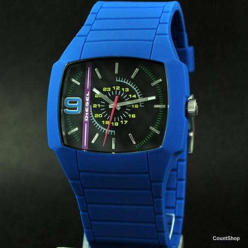 Diesel Black Dial, Blue Silicon Strap Watch DZ1323 |NEW
