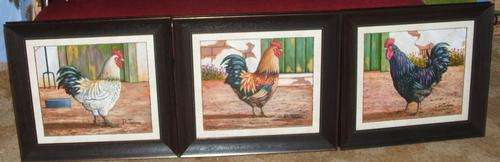 Stunning! P.Talane..3 x Framed Chickens..No1,.No2,.No3..painting size 300 x 350 mm  with frame..450