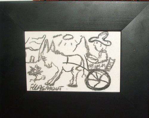 Original F. Claerhout Charcoal drawing....100 x 150 mm....framed