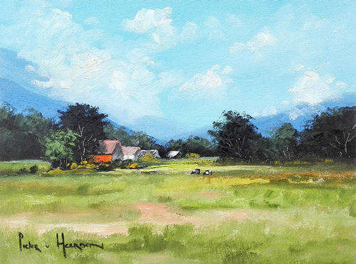 Pieter van Heerden....plaastoneel 300 x 400 mm.....oil unframed