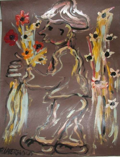 Original F. Claerout oil and acrylic painting.....500 x 650 mm ....unframed