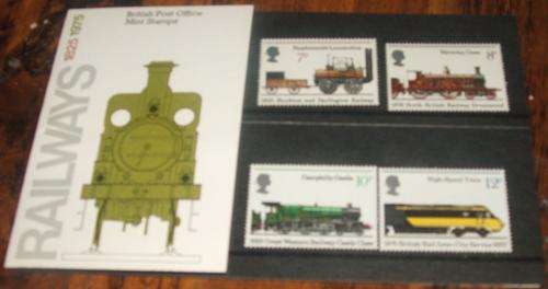 1825 - 1975 RAILWAYS. BRITISH POST OFFICE MINT STAMPS.