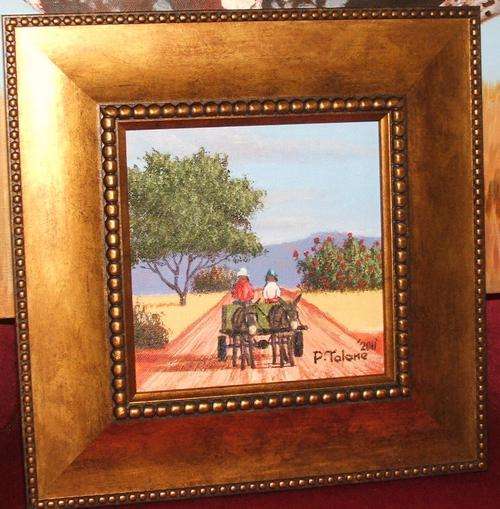 Stunning Original P.Talane...oil on canvas on board painting size 19.5 x  21 cm...framed